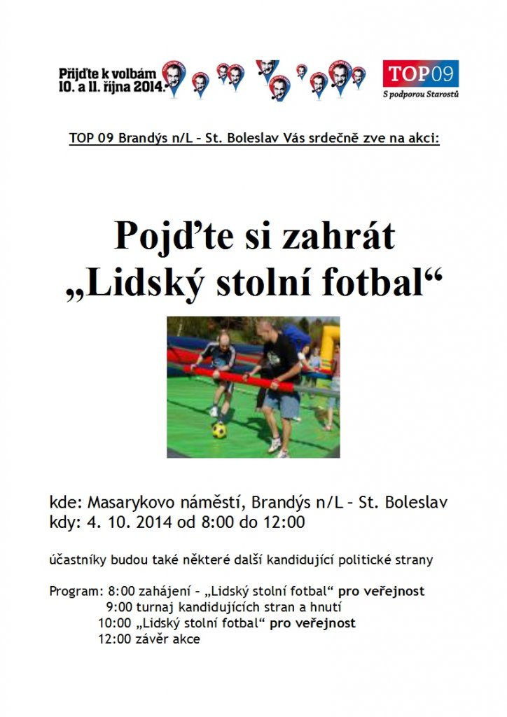 Lidský stolní fotbal - pozvánka