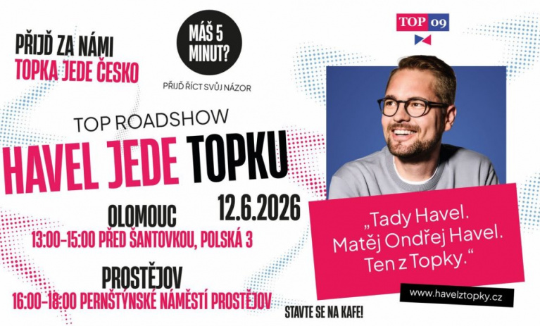 Havel jede TOPKU v Olomouci a Prostějově 12.6.