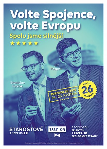 Plakát A4 Volte Spojence, volte Evropu (Pospíšil, Polčák)