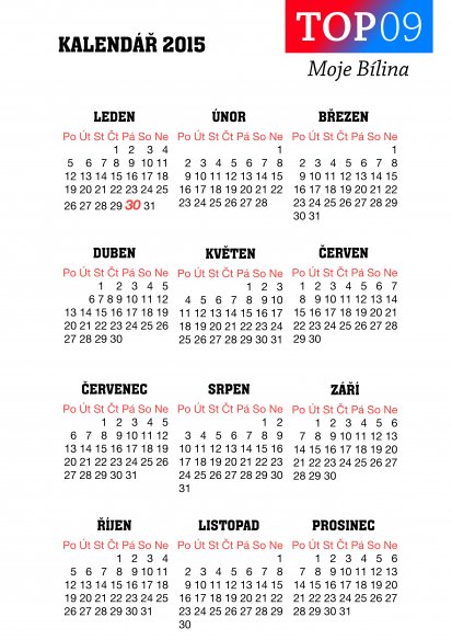 Kalendář Bílina a Chomutov