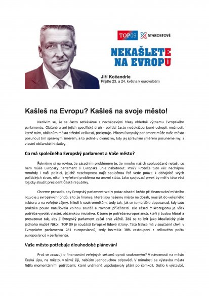 Kašleš na Evropu? Kašleš na svoje město!