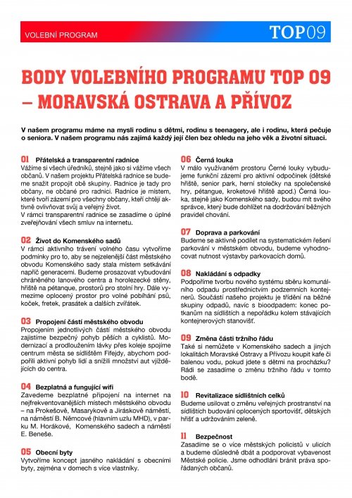 Volební program TOP 09 Moravská Ostrava a Přívoz, komunální volby 2014