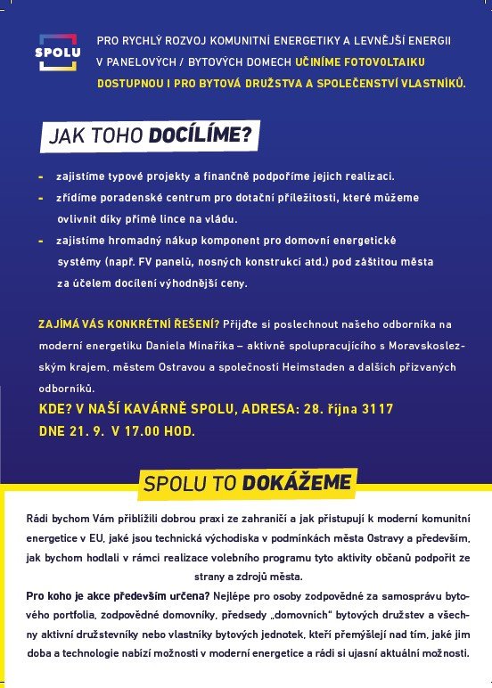 SPOLU učiníme fotovoltaiku dostupnou SPOLU učiníme fotovoltaiku dostupnou
