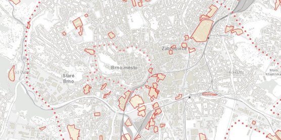 Mapa brownfields v Brně