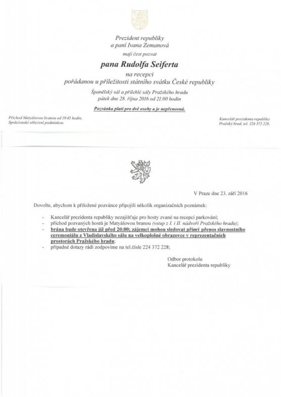 Pozvánka na Pražský hrad