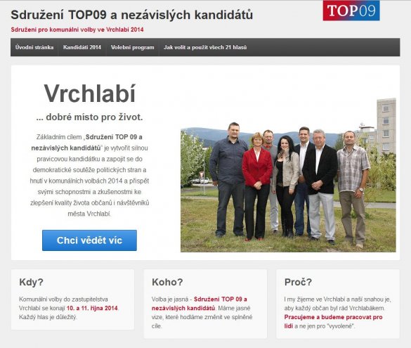 www stránky TOP 09 Vrchlabí