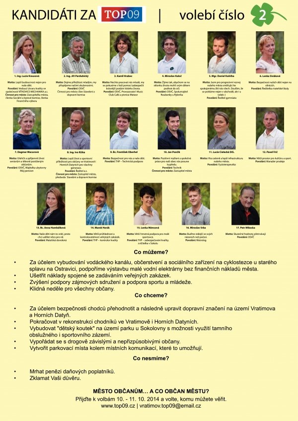 Vratimov: kandidáti do komunálních voleb 2014