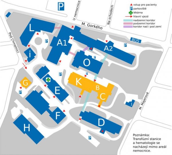 Mapa trutnovské nemocnice