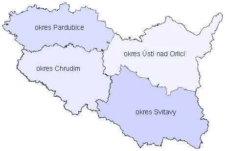 Mapa Pardubického kraje