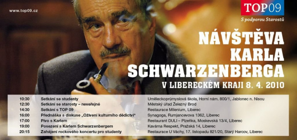 Karel Schwarzenberg navštíví 8. 4. 2010 Liberecký kraj