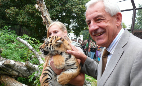 Mláďata tygrů v ZOO Dvůr Králové pokřtil Leoš Heger