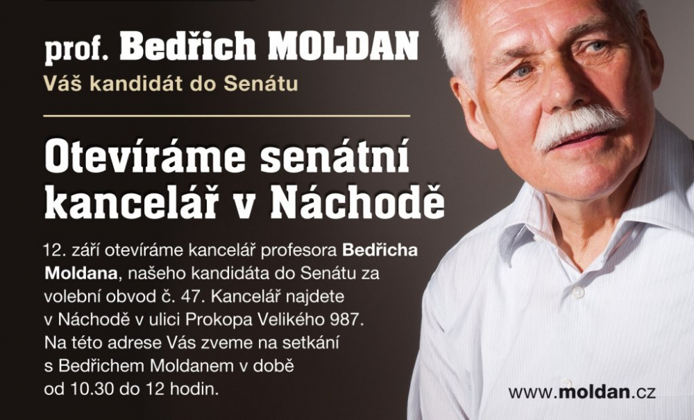 Profesor Bedřich Moldan otevírá volební kancelář v Náchodě