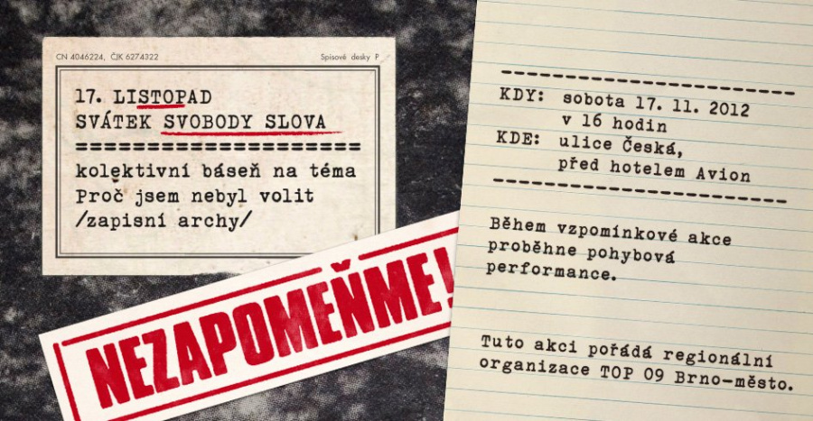 Pozvánka 17. listopad - Nezapomeňme