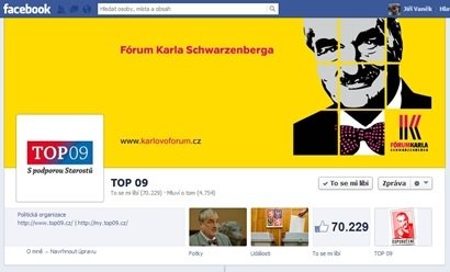 TOP 09 má 70 tisíc příznivců na Facebooku