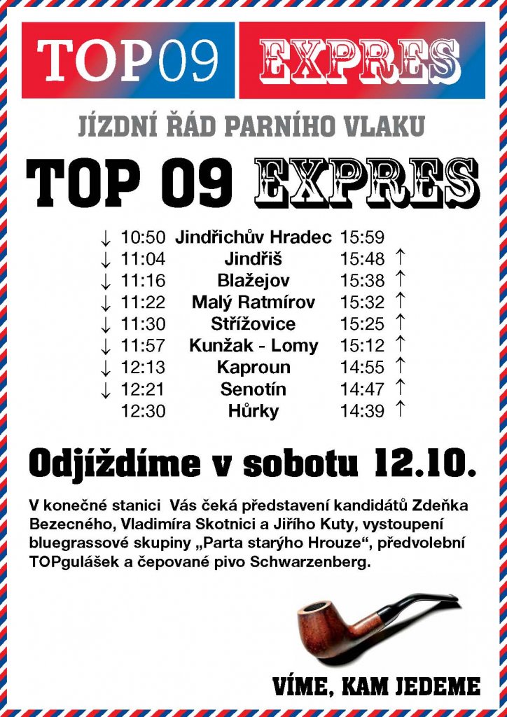 Expres TOP09 startuje v Jindřichově Hradci