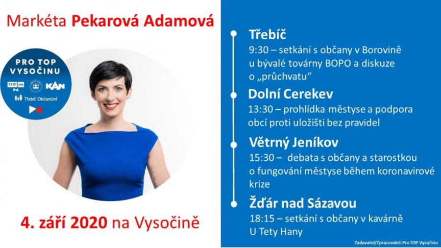Markéta Pekarová Adamová na Vysočině