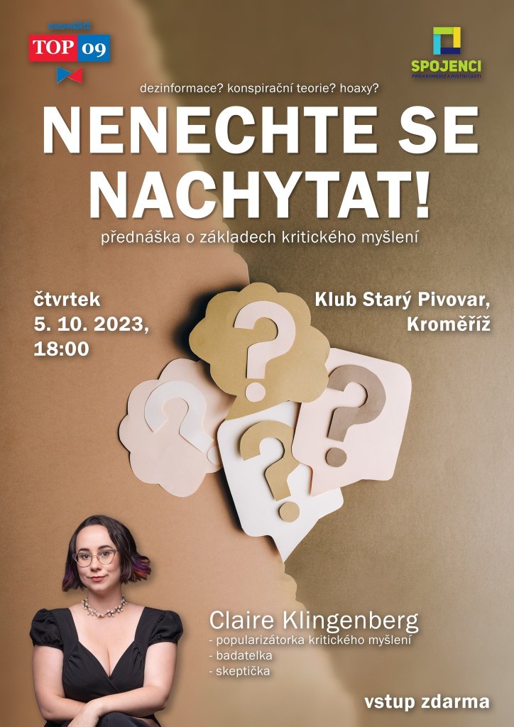 Pozvánka na přednášku o kritickém myšlení
