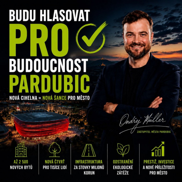Ondřej Müller: Dnes se rozhoduje o&nbsp;budoucnosti Pardubic. A já budu hlasovat PRO.