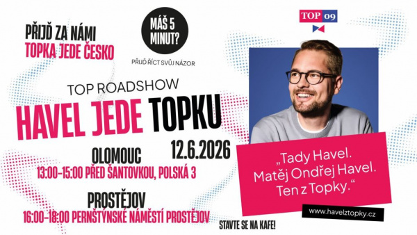 Havel jede TOPKU v&nbsp;Olomouci a Prostějově 12.6.